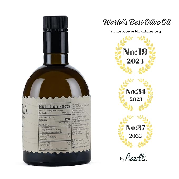 Solivera Arbequina Extra Virgin Olive Oil Cold Pressed, 300+ Polyphenols Rich, Single-Origin Organic Olive Oil, Delicately Fruity