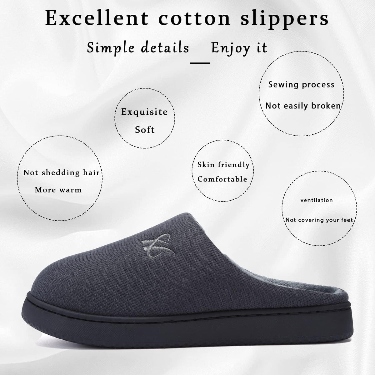 Memory Foam Slippers for Women's and Men's Casual House Shoes