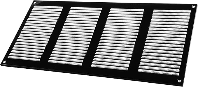 Vent Systems 16" x 8" Inch (Overall Dimensions) Pack of 5 - Black - Air Vent Cover Metal Air Return Grill with Built-in Pest Guard Screen HVAC Vent Duct Cover for Home Improvement