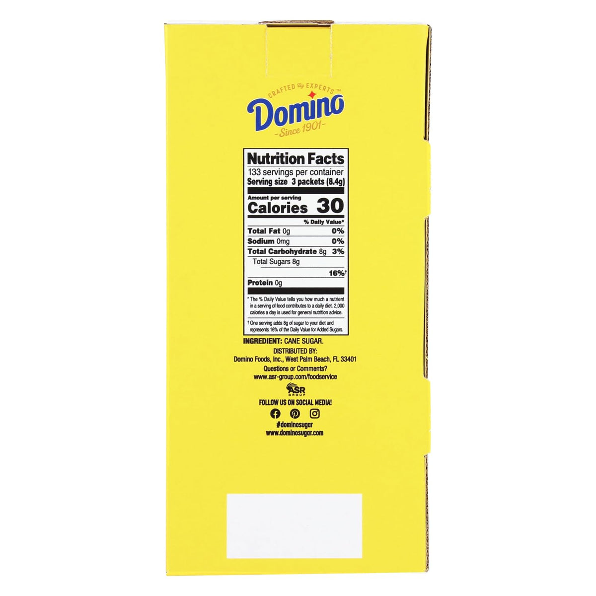 Domino® White Sugar Packets, 400 Count Dispenser Box, 0.10 oz Each | Pre-measured Portions, Mess Free Dispensing, Countertop Ready Access, Ideal for Coffee, Tea, Beverage Service, Single Use