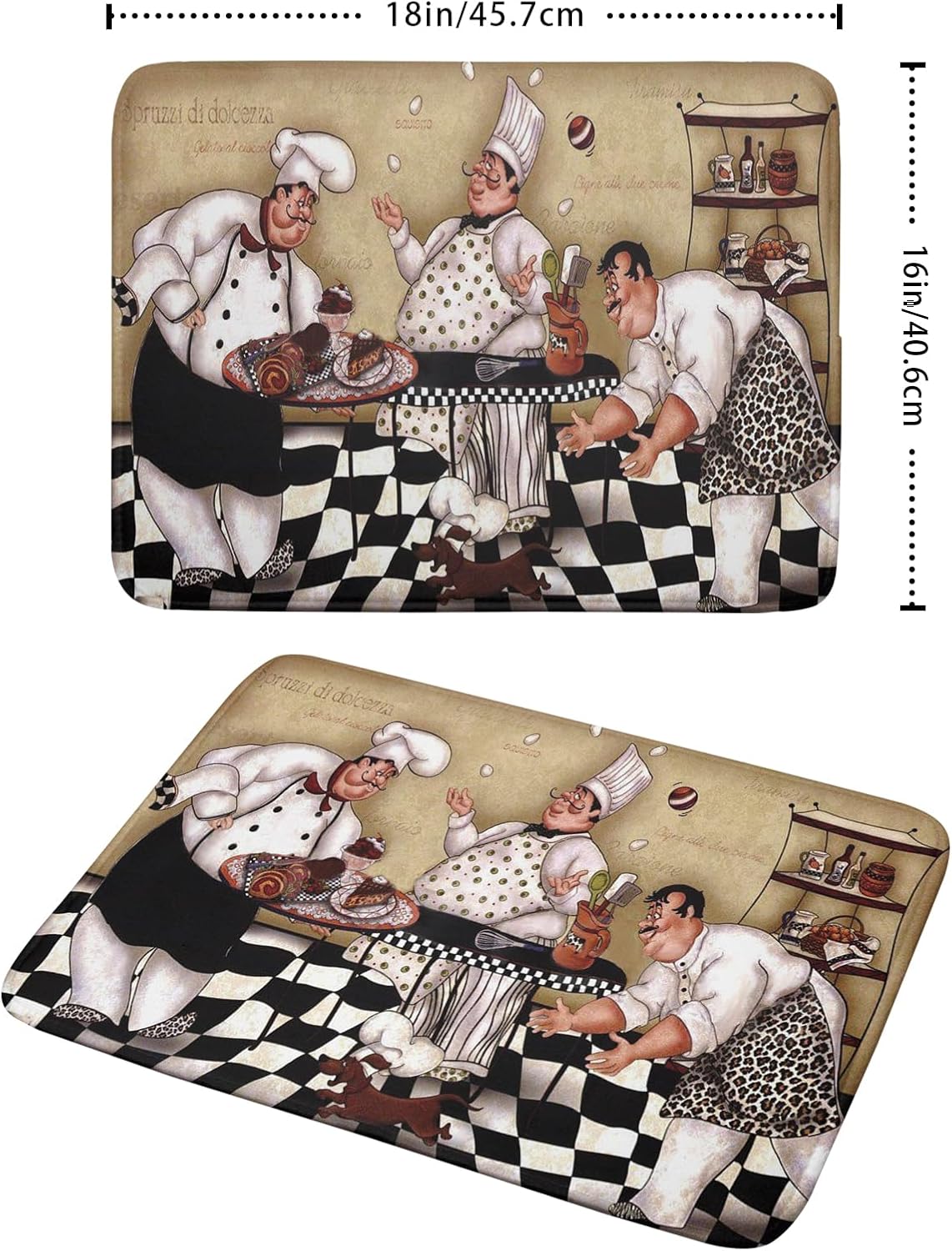 Fat Chef Dish Drying Mats for Kitchen Counter 16x18 Inch Buffalo Plaid Cooking Utensils Absorbent Dishes Drainer Mat Reversible Microfiber Quick Dry