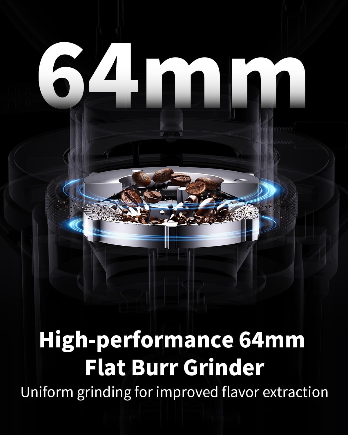 Shardor Professional 64mm Burr Coffee Grinder with 100 Grind Settings and All-Metal Chamber