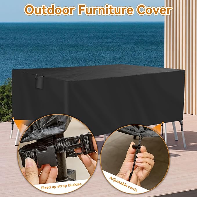 TUOKING Outdoor Furniture Covers Heavy-Duty 420D Waterproof Cover,All-Weather Patio Furniture Protector for Sofa,Chairs & Table-UV-Resistant,Anti-Tear Dustproof Covers (Black, 53"L x 53"W x 30"H)
