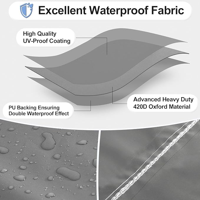 OutdoorLines Outdoor Waterproof Patio Table Furniture Set Covers - Rectangle Couch Sectional Cover Outside Weatherproof Patio Furniture Covering for Deck, Lawn and Backyard 110"L x 84"W x 28"H, Grey