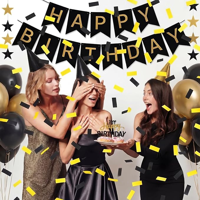 Sumind 1000 Grams Gold Black Large Metallic Confetti Glitter Throwable Table Scatter Foil Confetti for Wedding Birthday Party Baby Shower Graduation Valentine Halloween Christmas Celebrations