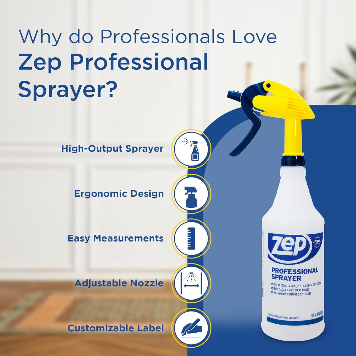 Zep Professional Sprayer Bottle - 32 oz (Case of 36) - HDPRO36 - Versatile Adjustable Nozzle, With A Fine Mist or Powerful Spray; Refillable For Diluted Concentrate
