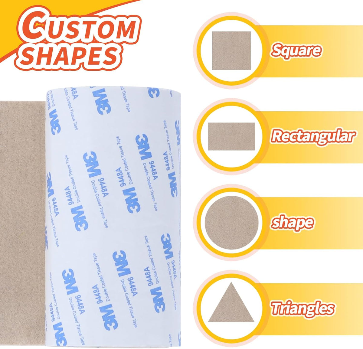 Felt Furniture Pads, Heavy Duty Felts Strip Roll with Adhesive Backing Felt Pads Furniture Feet Cuttable Felts Tape for Protecting Hardwood Floors(5 x 120 x 0.12 Inch, Beige)