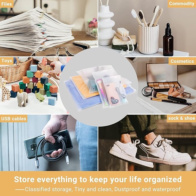 Clear Zipper Bags Resealable for Clothes, 3 Mil Thick 10x13 inch Large Plastic Mailers Travel for Clothing, 100 Pcs Self Seal Apparel Poly Bags for Sweaters, Jeans Shipping