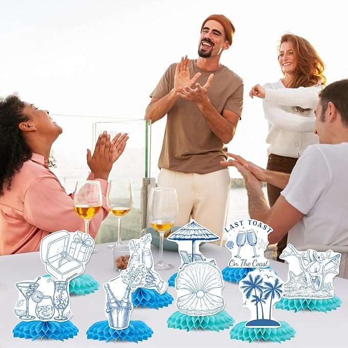 Last Toast On The Coast Bachelorette Decorations - Refavor Beach Bachelorette Party Honeycomb Centerpiece Decorations Last Toast on the Coast Table Decor Coast Bridal Shower Bachelorette Supplies