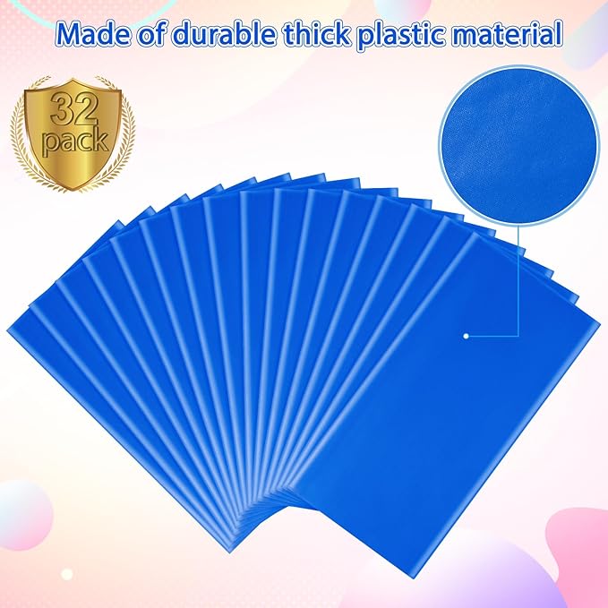 32 Pack Blue Plastic Tablecloth for Rectangle Tables, Premium Decorative Royal Blue Disposable Table Cloths for Parties, Rectangle Party Table Cover for Birthday, Wedding, Anniversary, 54 x 108 Inch