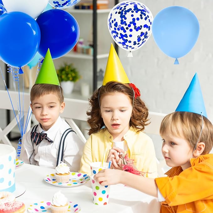 NACHLYNN 60 Packs Blue Party Confetti Balloons 12 Inches Light Blue Balloon Arch Kit for Birthday Decorations Baby Shower Wedding Graduation Party Decorations