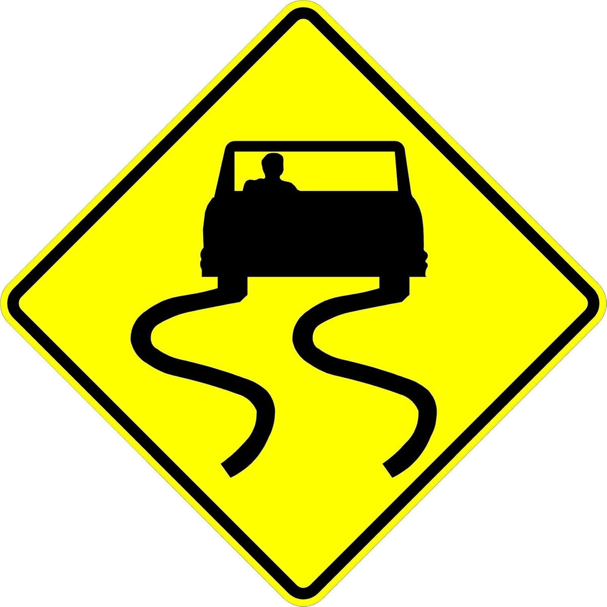 Municipal Supply & Sign Co 24 x 24 Slippery When Wet Sign - Prominent 3M High Intensity Prismatic Reflective Sheeting - MUTCD Compliant Safety Sign with a Solid 10-Year 3M Warranty.