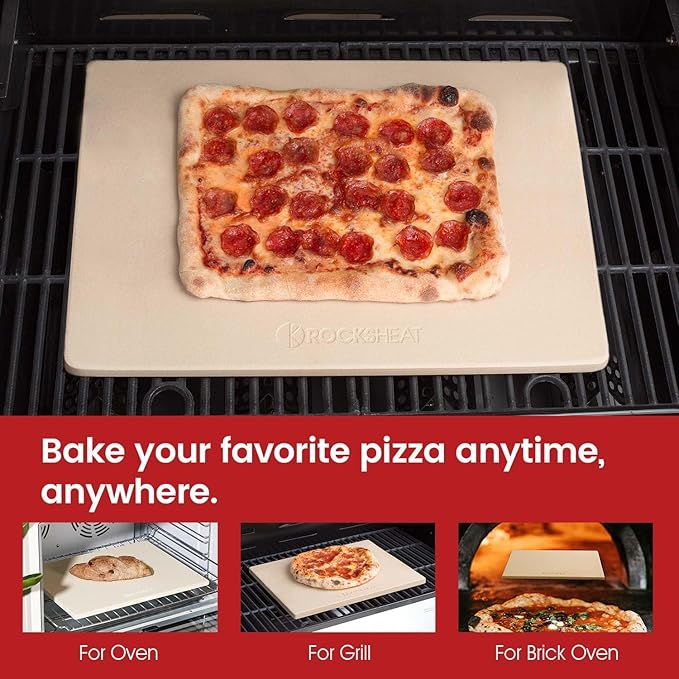 20"x 13.5" Pizza Stone, Cordierite Pizza Pan for Oven Grill and BBQ, Rectangular Large Baking Stone for Bread, Durable Cooking Stone, Thermal Shock Resistant