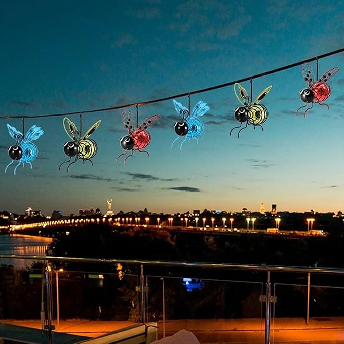 Solar Bees Lights Outdoor, Hanging Bee Solar Garden Light,2025 New Solars Bees Simulation Lights, Waterproof Bumble Bees Solars Light for Party Festivals Garden Decor Birthday Gifts (Blue 2pcs)