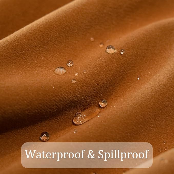 Rectangle Fall Tablecloth, Luxurious Wool Velvet Waterproof Table Cloth, Washable Large Table Cover for Kitchen Dining Party Wedding Thanksgiving Holiday - (70''x108'', Caramel)