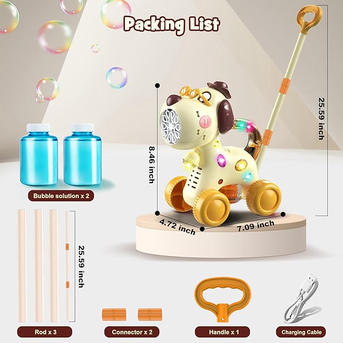Nicmore Bubble Machine for Toddlers 1-3: Portable Dog Bubble Maker Blower Toys for 1-6 Year Old Boy Girl Kids Outdoor Toys for Easter Party Birthday