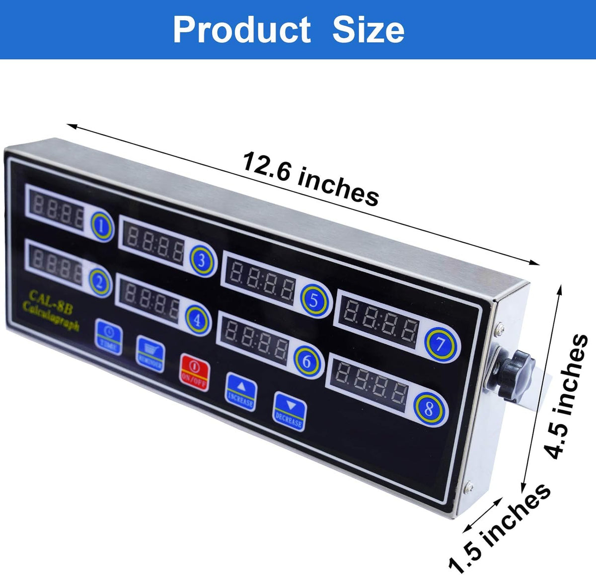 Commercial 8 Channels Digital Kitchen Timer, Stainless Steel Calculagraph Timer with Loud Alarm for Restaurant, Clock Reminder on Multiple Events