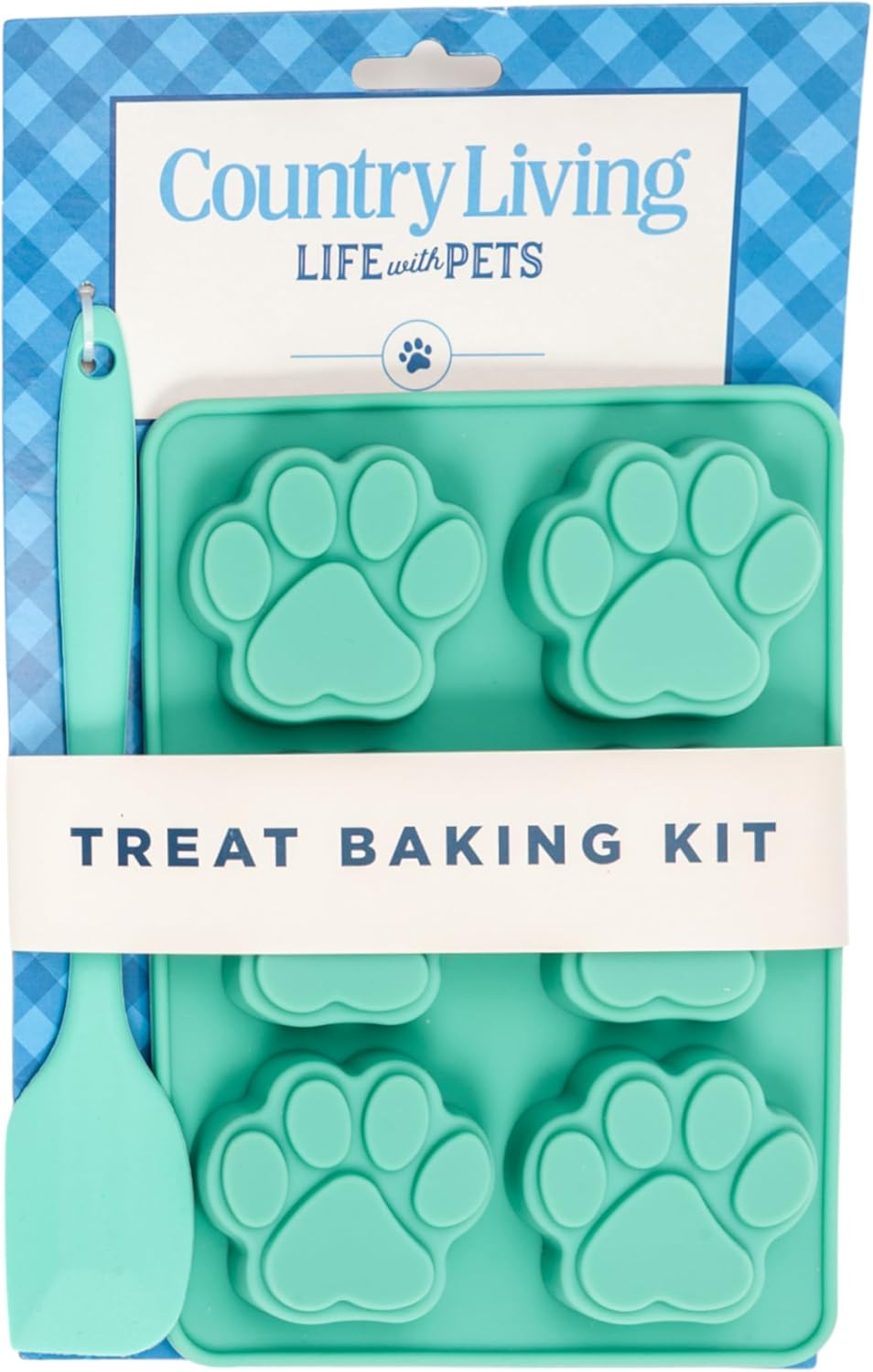 Country Living 3-Piece Silicone Baking Kit – Includes 2 Baking Trays (6-Cavity Paw Print Mold) & Spatula – Non-stick Silicone for Homemade Dog Treats