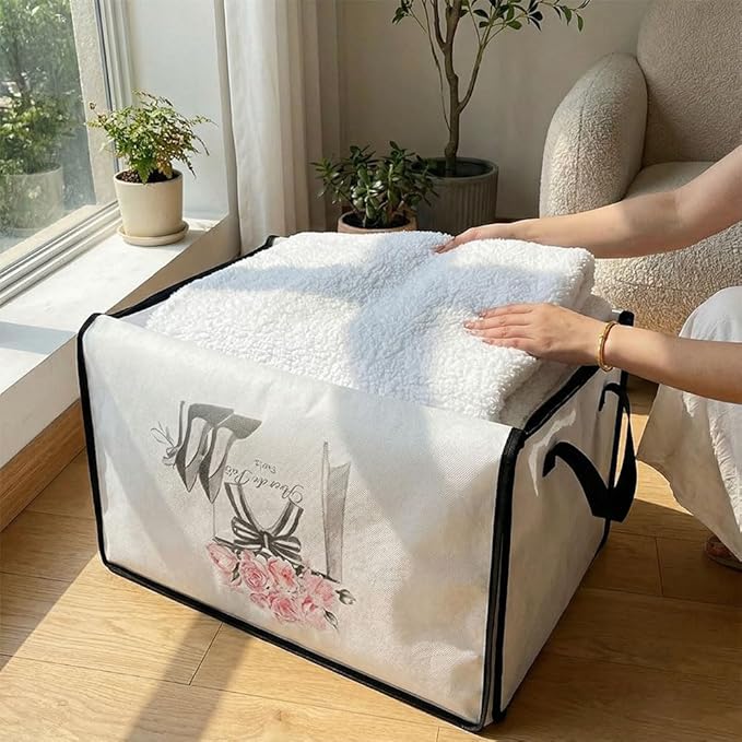 3pcs comforter blanket clothes sheet towel sweater pillow plush underbed storage,linen closet organization containers for bedroom,clear window storage tote bag,extra large portable moving boxes