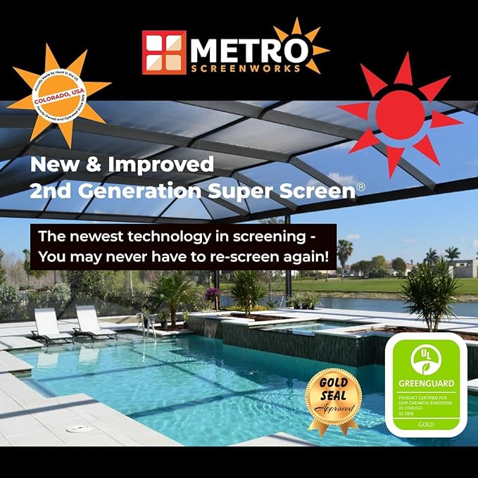 Super Screen 20/20 No-See-Um Screen - (60 in x 100 ft) - Weather & Pet Proof Screen - Porch & Patio Screen - Durable Screen Mesh Roll - Window Screen Replacement Bug Mesh - Dog & Cat Proof Screen