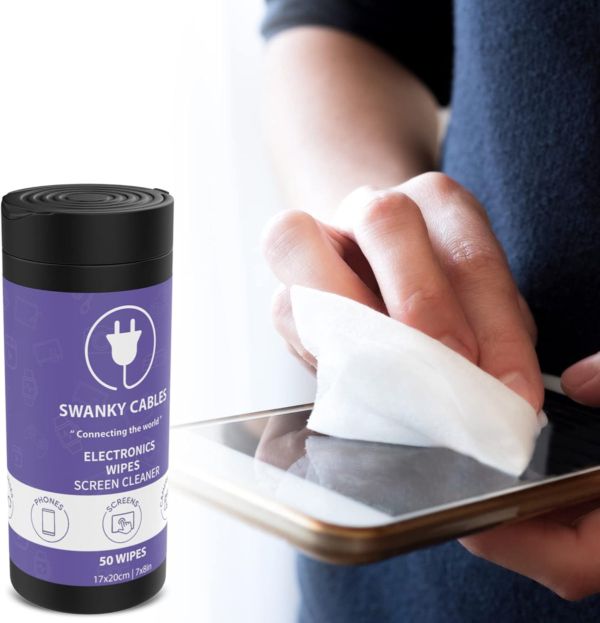 Screen Cleaner Wipes: Electronic Wipes for Screens - Computer Screen Wipes for Lens, Phone, Tv Screen and Monitor Cleaning - Tech Wipes & Microfiber Cloth (Canister, 200 Count)