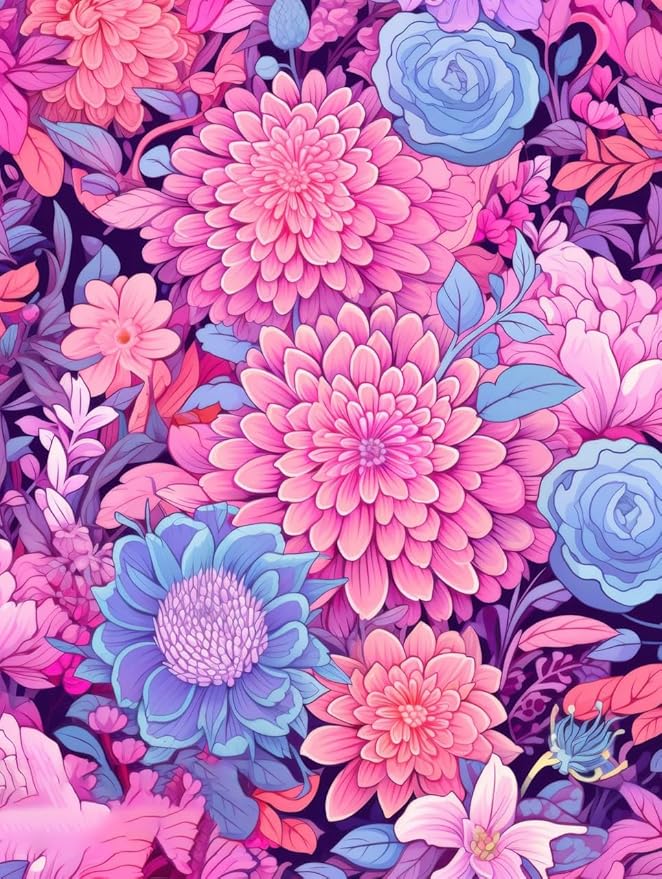 Vibrant Floral Outdoor Rug Modern Flower Texture Rugs for Patio Deck Porch Balcony Waterproof Non Slip Camping Garden Large Outside Carpet Easy Clean Machine Washable Pool Mat Pink Purple 3x5