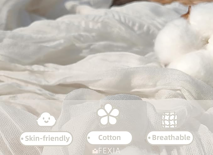 FEXIA 3 Pack White Cheesecloth Table Runner 35x120 Inches for Baby Shower Decoration Spring Easter Ivory Table Runner for Wedding Party First Communion Centerpiece Engagement Bridal Shower Decoration