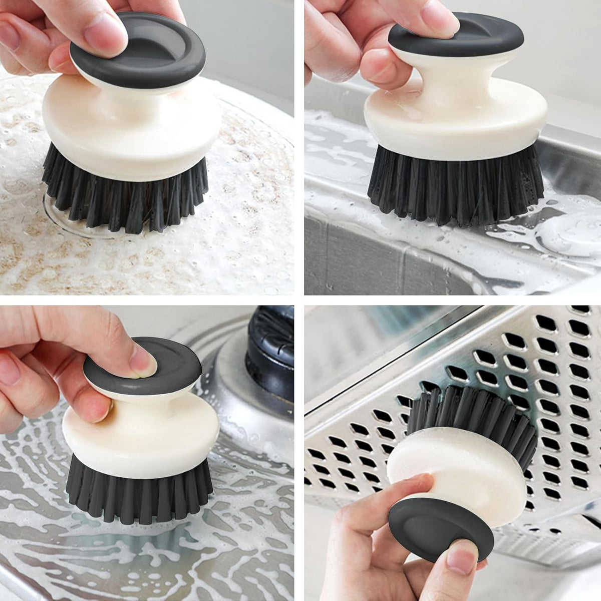 Dish Scrub Brush,Ergonomic Grip Palm Brush,Kitchen Scrub Brushes for Cleaning, Dish Scrubber with Stiff Bristles for Sink, Pots, Pans
