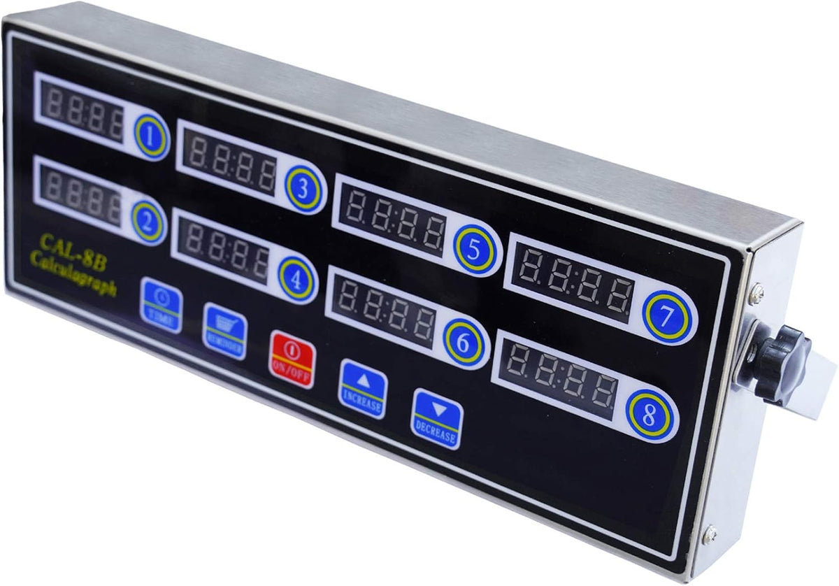 Commercial 8 Channels Digital Kitchen Timer, Stainless Steel Calculagraph Timer with Loud Alarm for Restaurant, Clock Reminder on Multiple Events