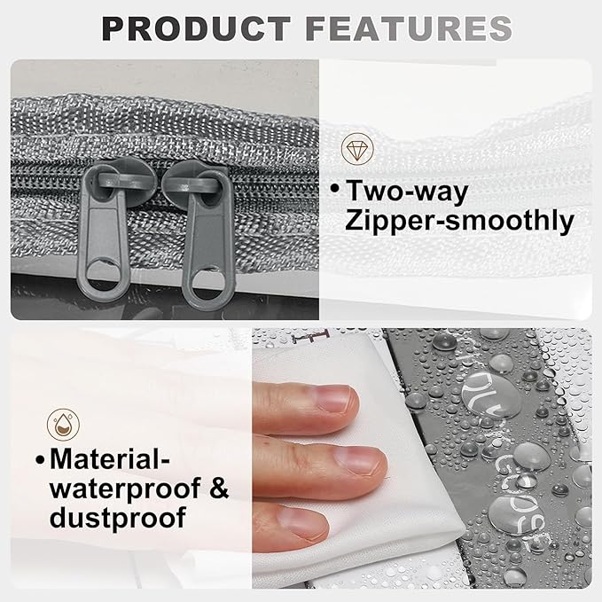 PATIKIL 12.6x9.5x9.8in Clear Storage Bags, Plastic Storage Bags Clear Small Zippered Organizers Foldable Closet Bed Sheet Organizer Cube with Zipper Handles for Book Clothes Yarn,M, Gray