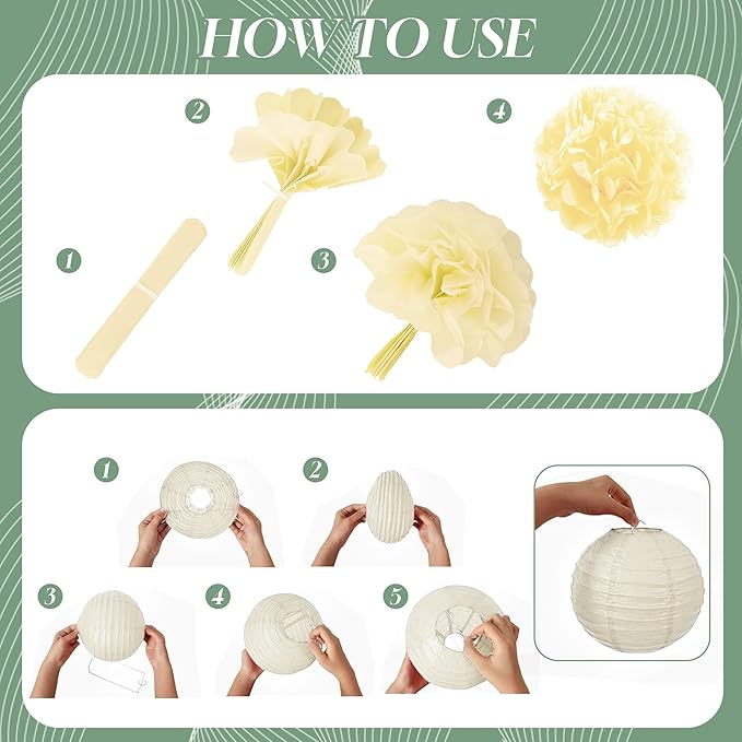 BEISHIDA Pink Green Tissue Hanging Paper Flowers Lanterns Party Decorations Set for Birthday Graduation Baby Shower Bridal Bachelorette Wedding Photo Booth Backdrops Party Supplies(18 Packs)