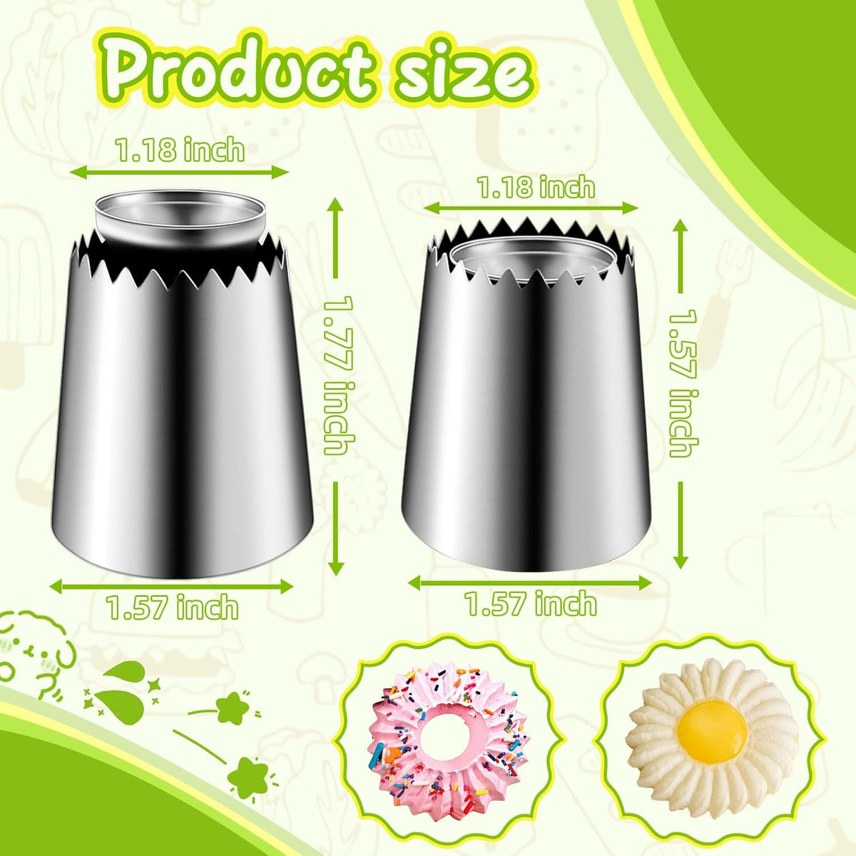 Suuker Large Piping Tips Set, Sultan Ring Baking Mold Icing Nozzle Stainless Steel Icing Piping Nozzles Cake Decorating Supplies for Kitchen Gift(2
