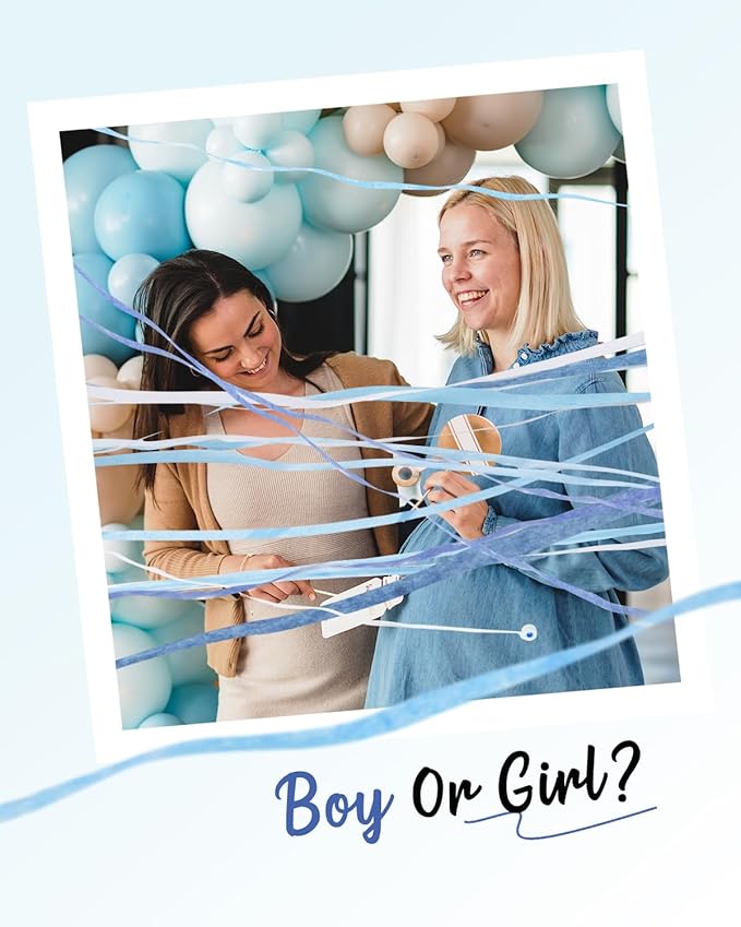 BATTIFE 10 Packs Blue Gender Reveal Streamer Poppers, Hand Throw Confetti Poppers, No Mess Paper Crackers for Baby Shower, It's a Boy Party Celebrations, Wedding, Birthday