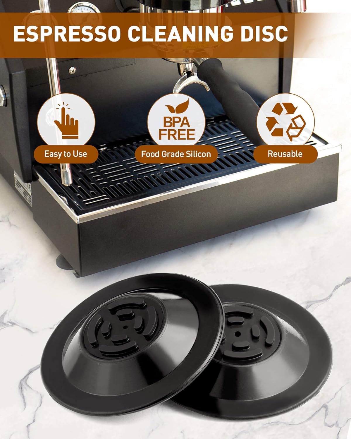 Songtiy 2PCS Espresso Cleaning Disc, 54mm Silicon Backflush Disc for Select Breville Espresso Machines
