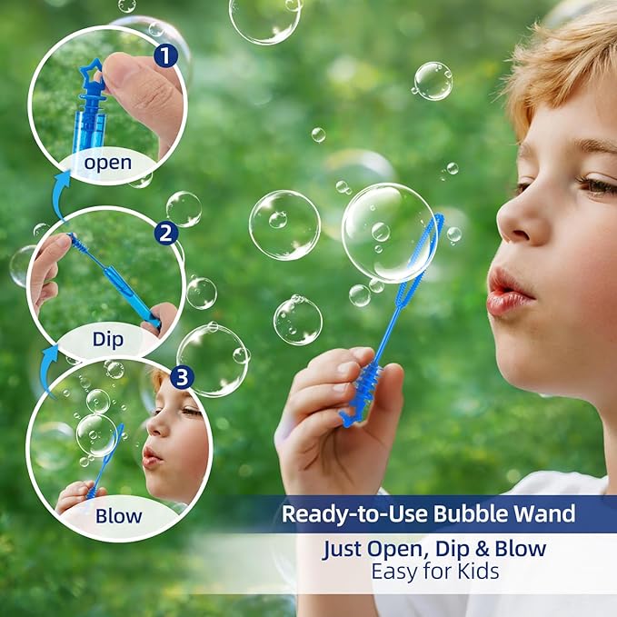 100 Pcs Mini Bubble Wands Bulk for Kids, 4.2 Inch Star Bubble Sticks with Large Bubble Holes, Pre-Filled Bubble Solution, Party Favors, Classroom Prizes, Carnival & Birthday Party Supplies