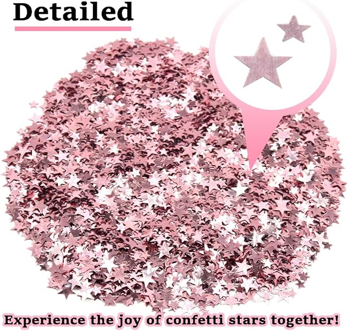 60g/2.1oz Glitter Star Confetti 6/10mm Metallic Foil Stars Sequin Holographic Stars Table Confetti for Party,Wedding,Birthday Decorations(Rose Gold/XX-MGJ)