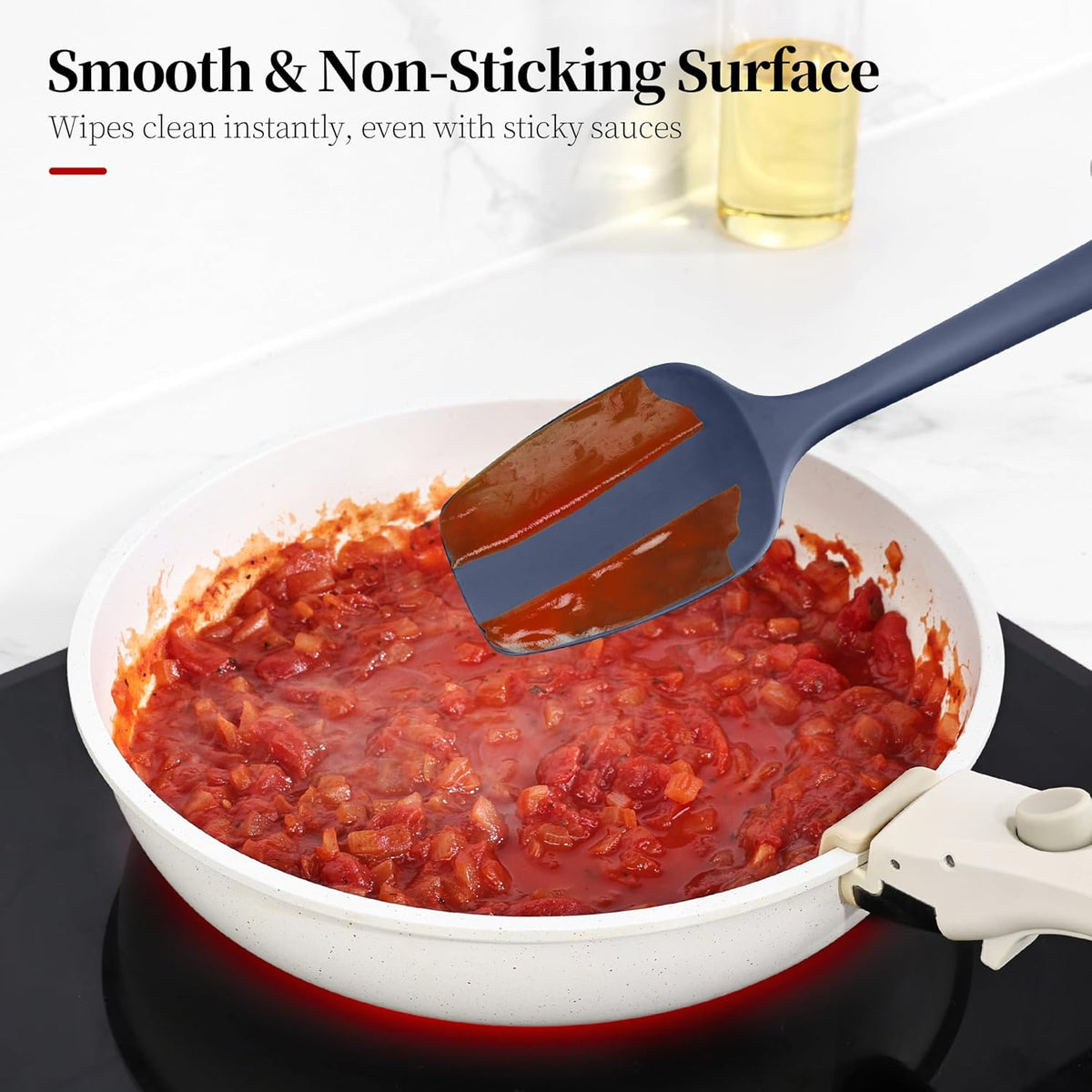 600ºF Heat Resistant Spatulas, High Heat Food Safe Semless Kitchen Silicone Spoon Spoonula Scraper Set for Cooking Baking Mixing Scraping Stirring