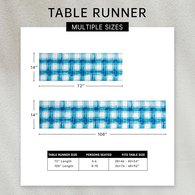 YiHomer Provence Blue Lemon Mediterranean Tile Tabletop for Spring Summer Decorations, Picnics and Dinner Parties - Indoor Outdoor, Stain and Water Resistant, Table Runner, 14 x 72