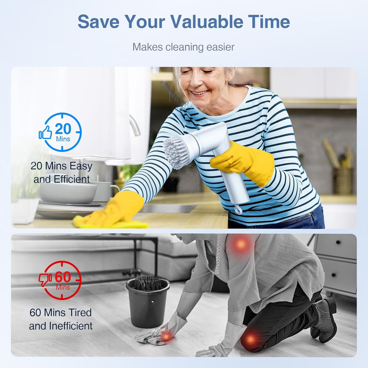 Labigo Electric Spin Scrubber LA5 Mini, Bathroom Scrubber Shower Scrubber for Cleaning Tub Tile Floor Window Kitchen Sink