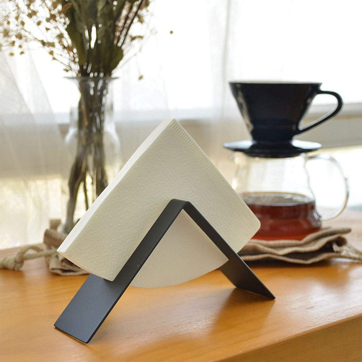 Miao JIN 2PCS Coffee Filter Paper Holder,Stainless Steel Coffee Paper Storage Container Dispenser Rack Coffee Filter Stand for #1, #2, #4