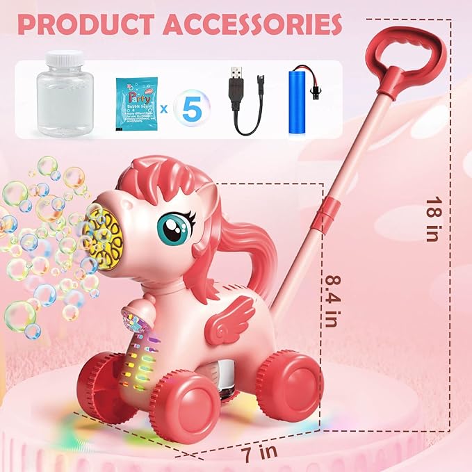 Chridark Bubble Lawn Mower for Kids Toys Age 3 4 5 Year Old: Unicorn Bubble Machine for Toddlers 1-3, Backyard, Travel, Party, Outdoor Toddler Toys, Birthday Gifts for Toddler Girls