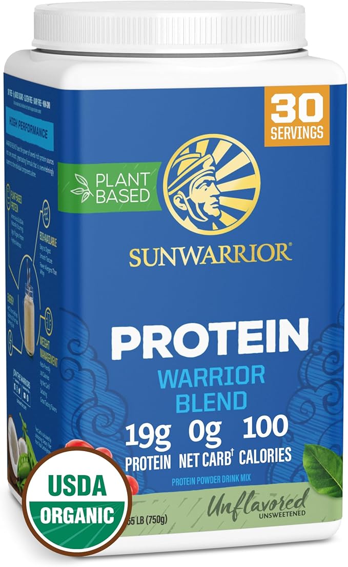 Vegan Organic Protein Powder Plant-based, Bcaa Amino Acids Hemp Seed Soy Free Dairy Free Gluten Free Synthetic Free NON-GMO, Unflavored 30 Servings