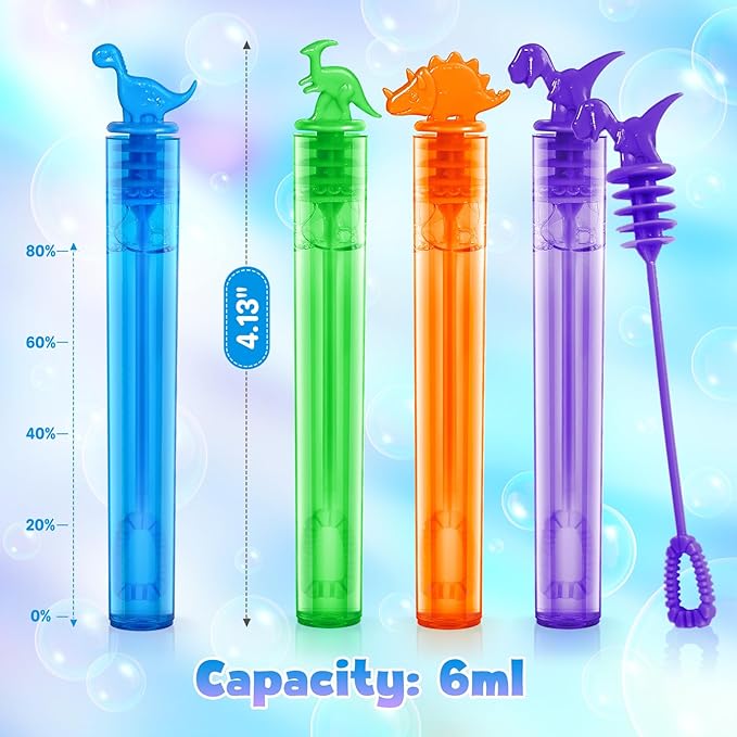 SpringFLower 36 Pieces Dinosaur Mini Bubble Wands,Bubble Party Favors Assortment Toys for Kids,Themed Birthday, Halloween, Goodie Bags, Carnival Prizes, Wedding, Bubble Maker Toys for Kids