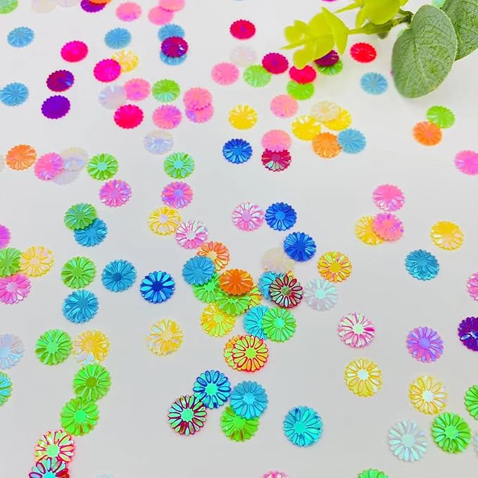 2000PCS 9mm Daisy PVC Confetti Flower Table Confetti for DIY Mold Art Bridal Baby Shower Engagement Wedding Birthday Party Decorations (Mixed)