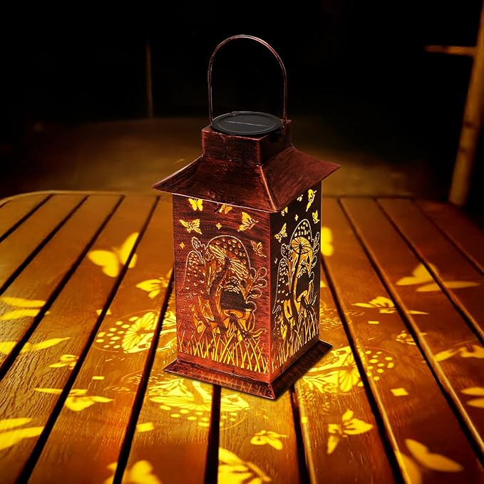 Homemory Mushroom Solar Lanterns Outdoor Waterproof, Birthday Gifts for Women Mom Grandma, LED Metal Decoration for Outside, Yard, Backyard, Porch, Lawn