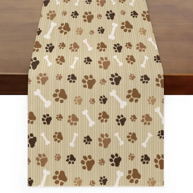 Pet Paws Table Runner Kitchen Dining Table Runner 13*60in Table Center Decor for Indoor Outdoor Home Holiday Party