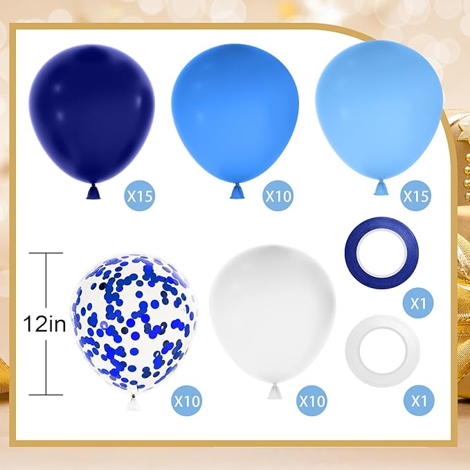 NACHLYNN 60 Packs Blue Party Confetti Balloons 12 Inches Light Blue Balloon Arch Kit for Birthday Decorations Baby Shower Wedding Graduation Party Decorations