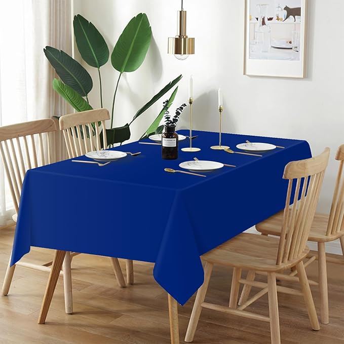 QIKSION Royal Blue Plastic Table Cloth Disposable 3 Pack, 54 x 108 Inch Tablecloths for Party, Graduation, Patriotic, Veterans Day Decorations, Dark Blue Rectangle Table Cover