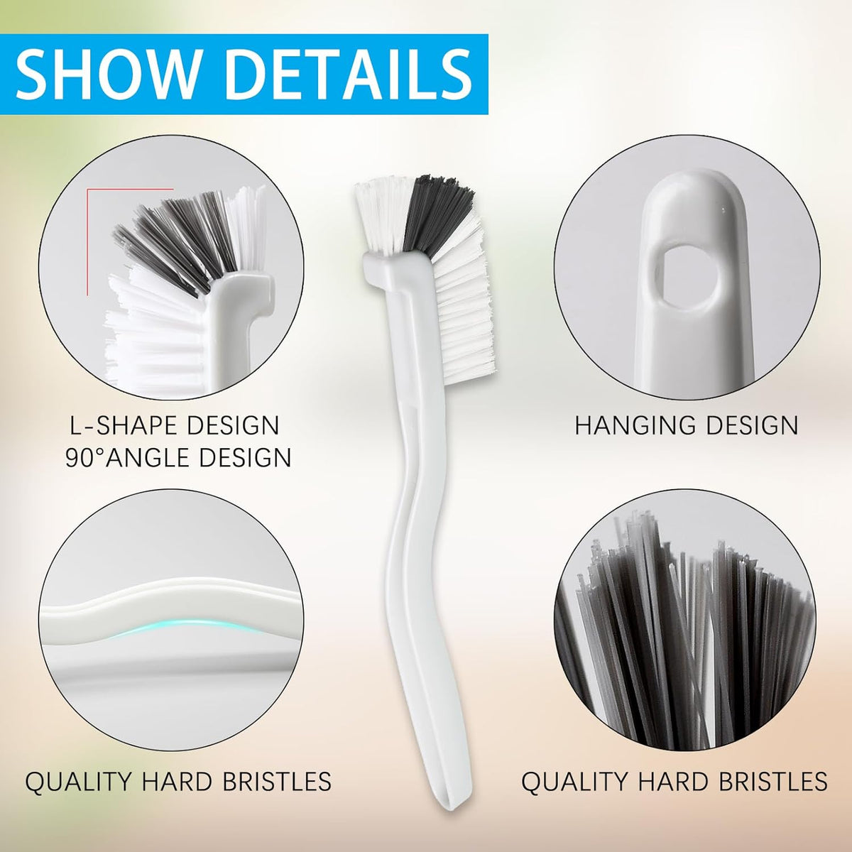 GTOTd Kitchen Right Angle Scrub Grout Small Cleaning Brush（2 Pack）Best Kitchen Gadgets Gifts Stuff for Bottle Bathroom Brushes Household Pot Pan