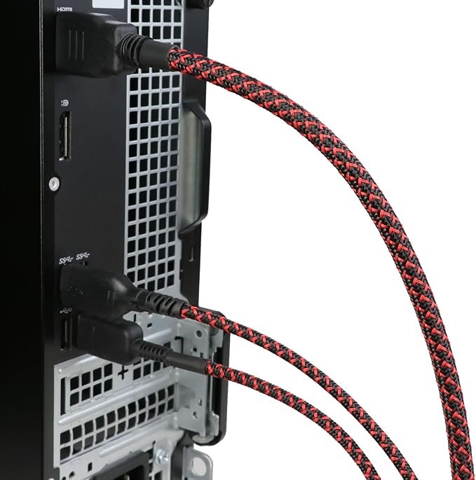 25ft PET Expandable Braided Cable Sleeve 1/6inch(4mm) Pet Braided Cable Sleeve for Audio Video Device Wire Automotive Wire (Black Red)